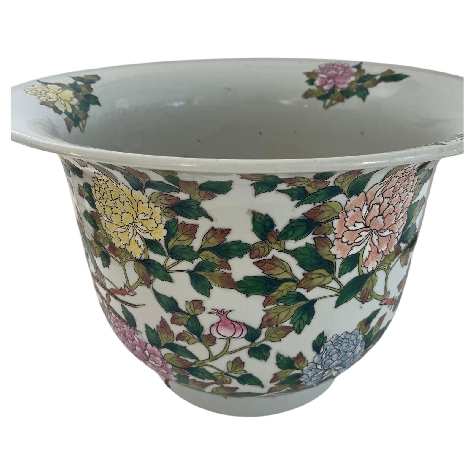 Chinese Export Porcelain Large Jardiniere, Famille Rose, Circa 1940 photo 985.0