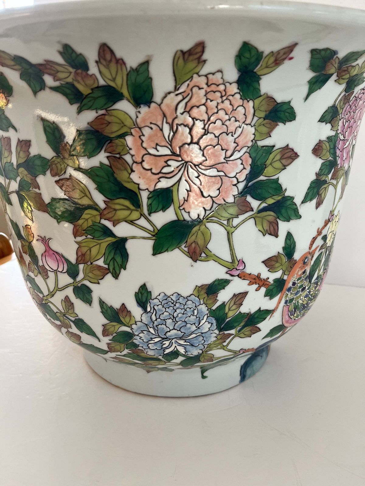 Home Decor Chinese Export Porcelain Large Jardiniere, Famille Rose, Circa 1940 photo