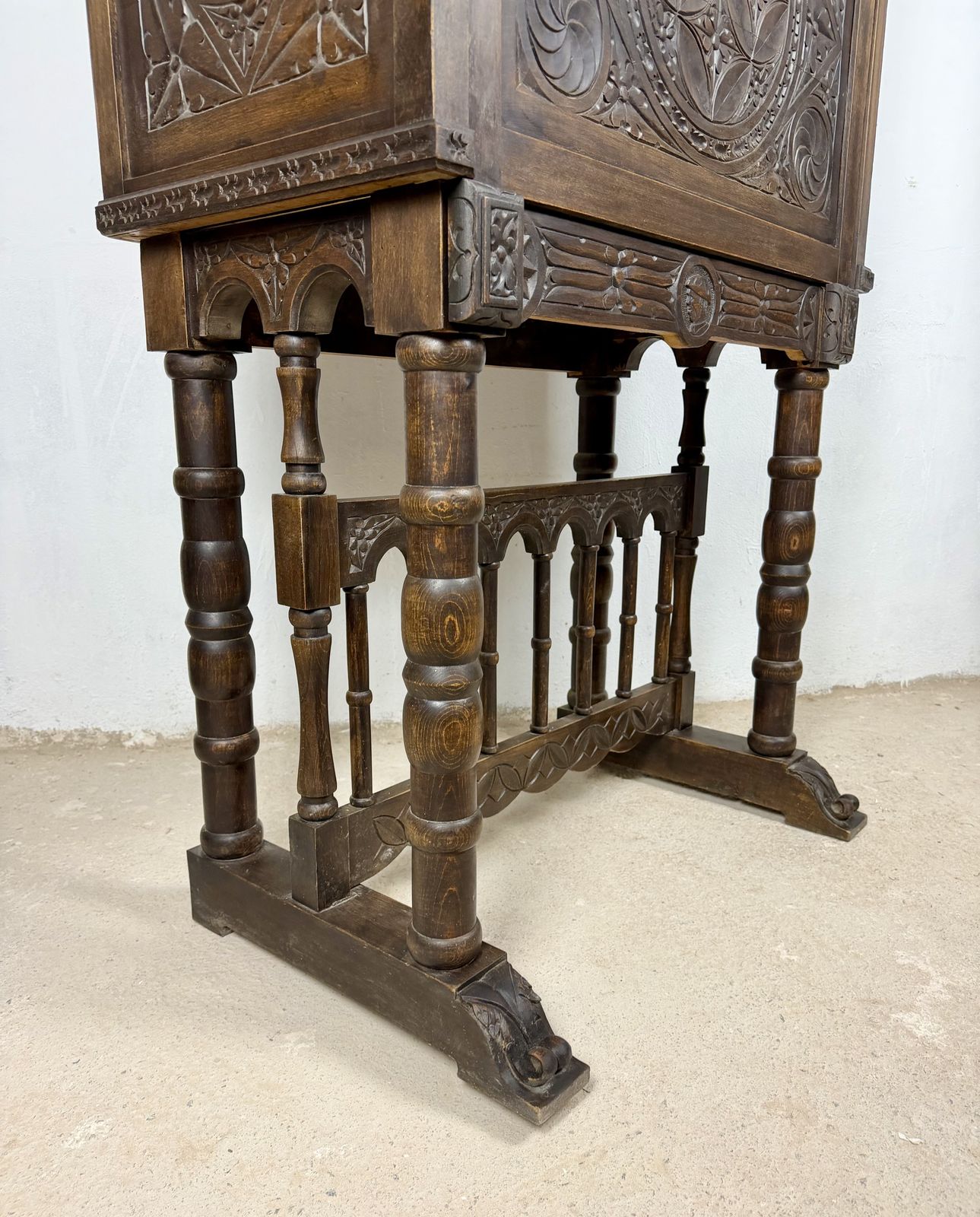 Spanish Highly Carved Wood Cabinet Or Bargueño, 20th Century photo buy
