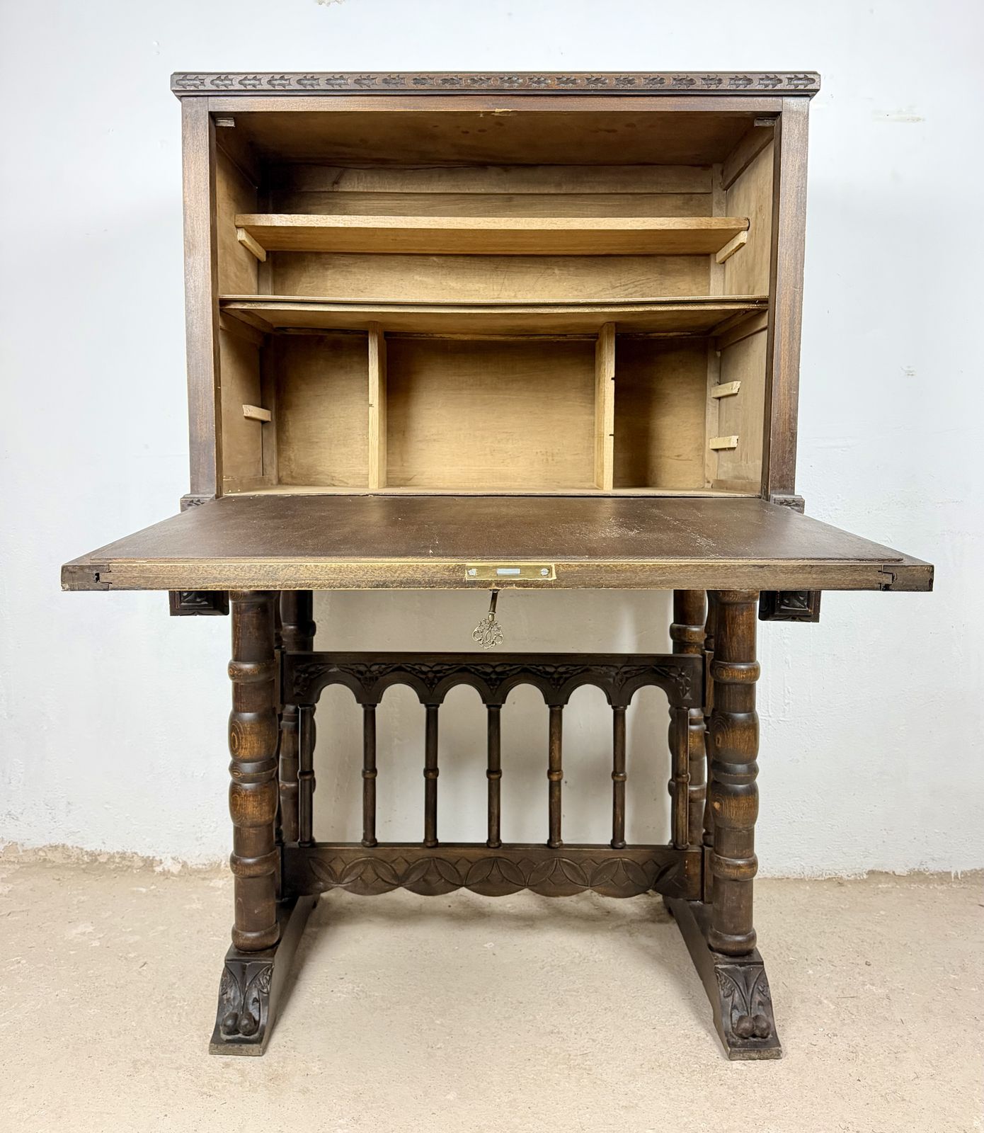photo buy Spanish Highly Carved Wood Cabinet Or Bargueño, 20th Century
