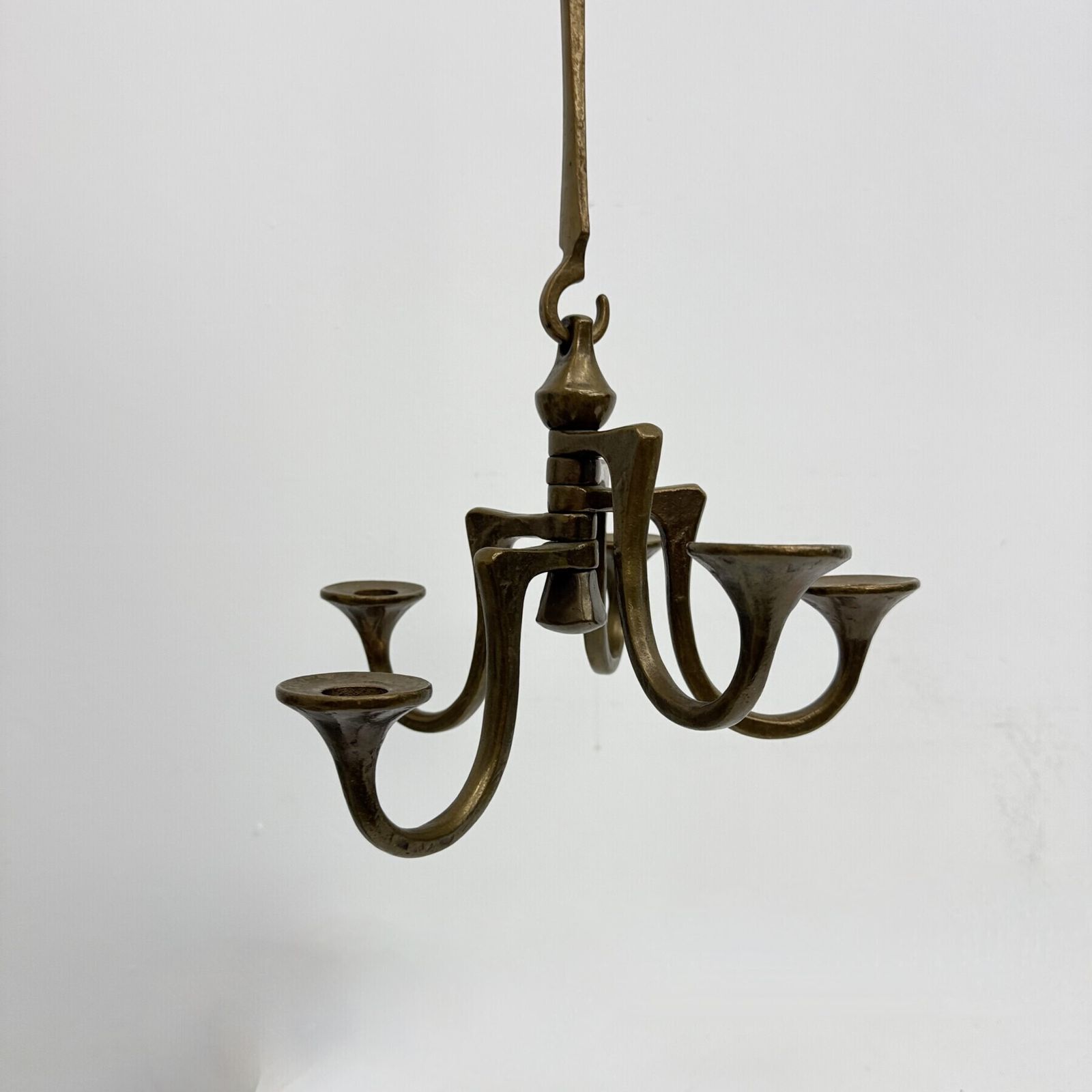 Brutalist bronzen hangende kroonluchter van Michael Harjes, jaren 1970 photo Verlichting