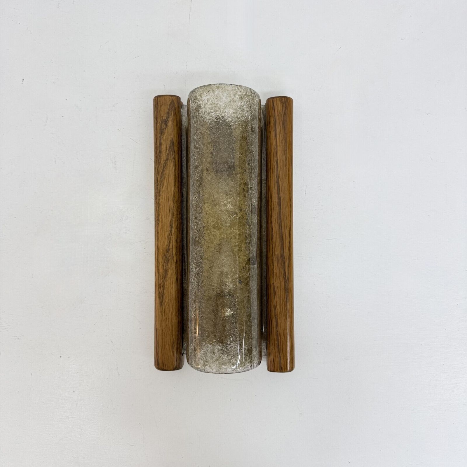 photo for sale Mid Century Fisher Leuchten Glass Wall Lamp With Solid Wooden Detail , 1970s