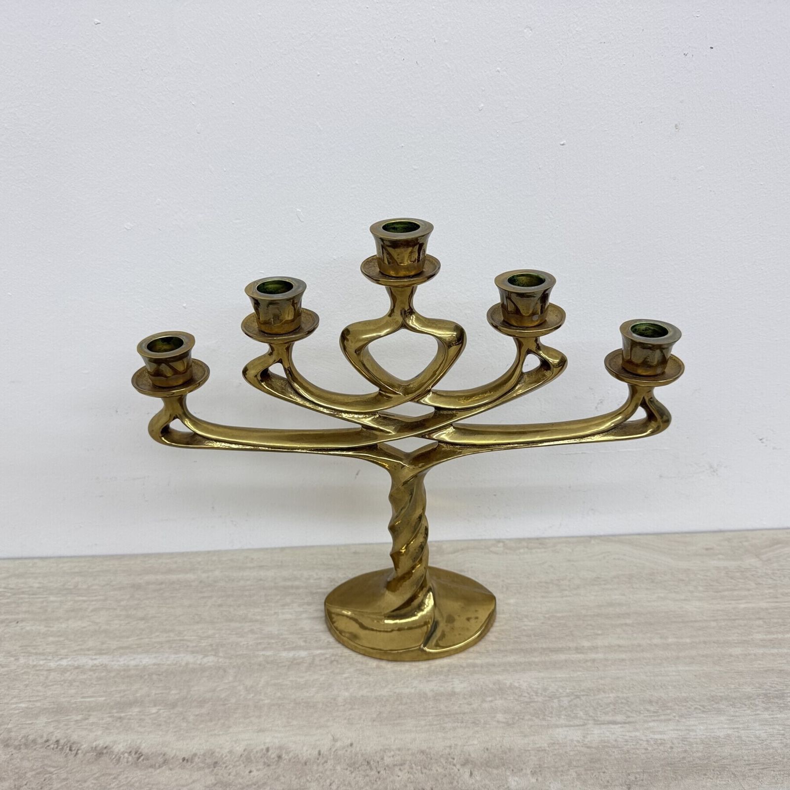 Mid-Century grote brutalistische kandelaar in massief brons, jaren 1970 photo Woonaccessoires