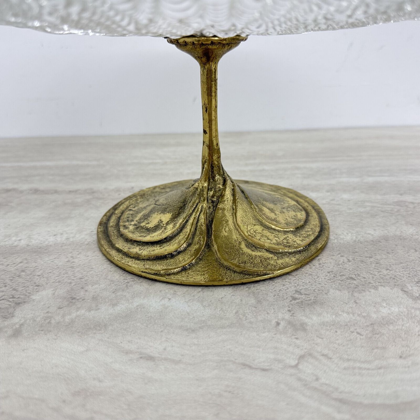 Mid Century Design Center Piece Crystal And Brass Bowl , 1960s photo vintage