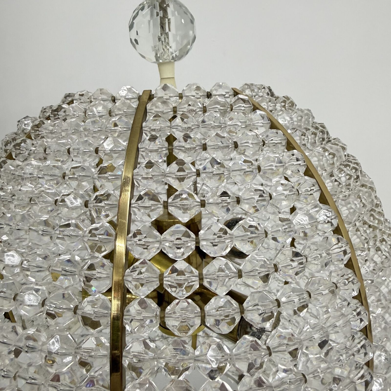 Brass & Acrylic Ball Hanging Lamp Pendant By Emil Stejnar , 1950’s photo for sale