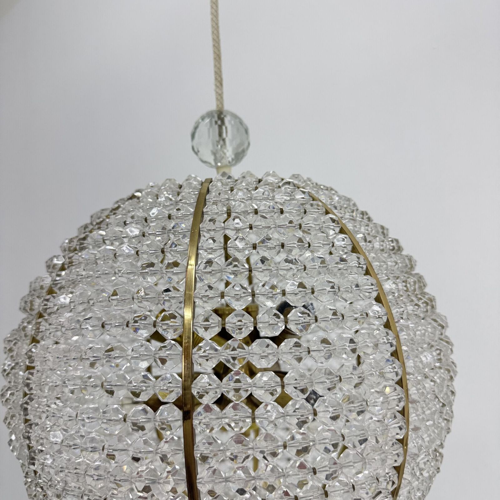 Brass & Acrylic Ball Hanging Lamp Pendant By Emil Stejnar , 1950’s photo Lighting