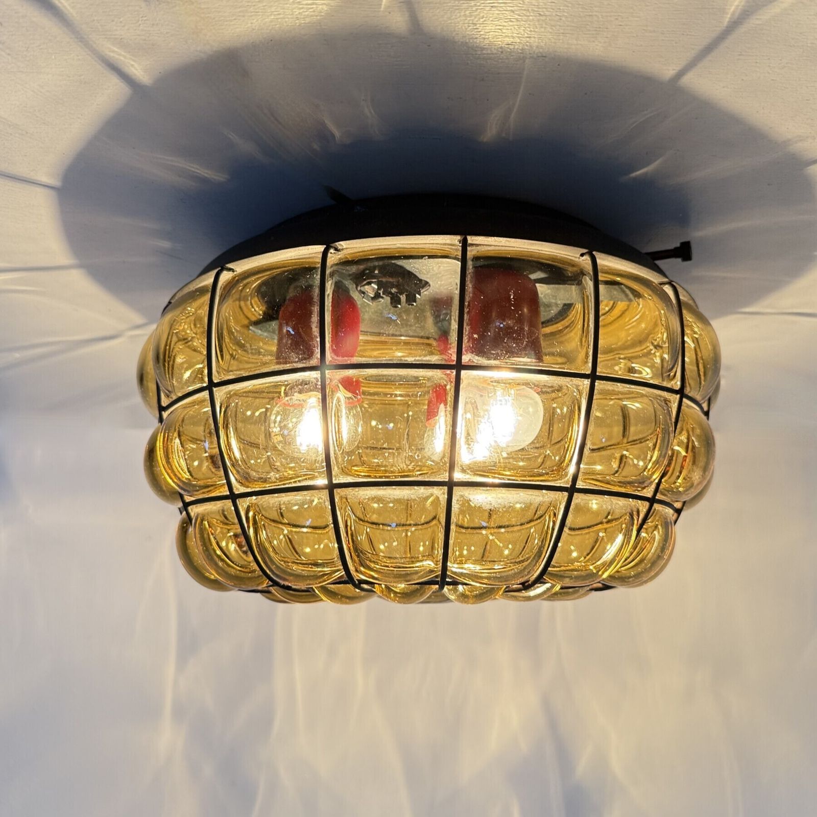 Venetiaanse Murano kooi-glaslamp voor plafondmontage met grote luchtbellen, jaren 1960 photo Verlichting