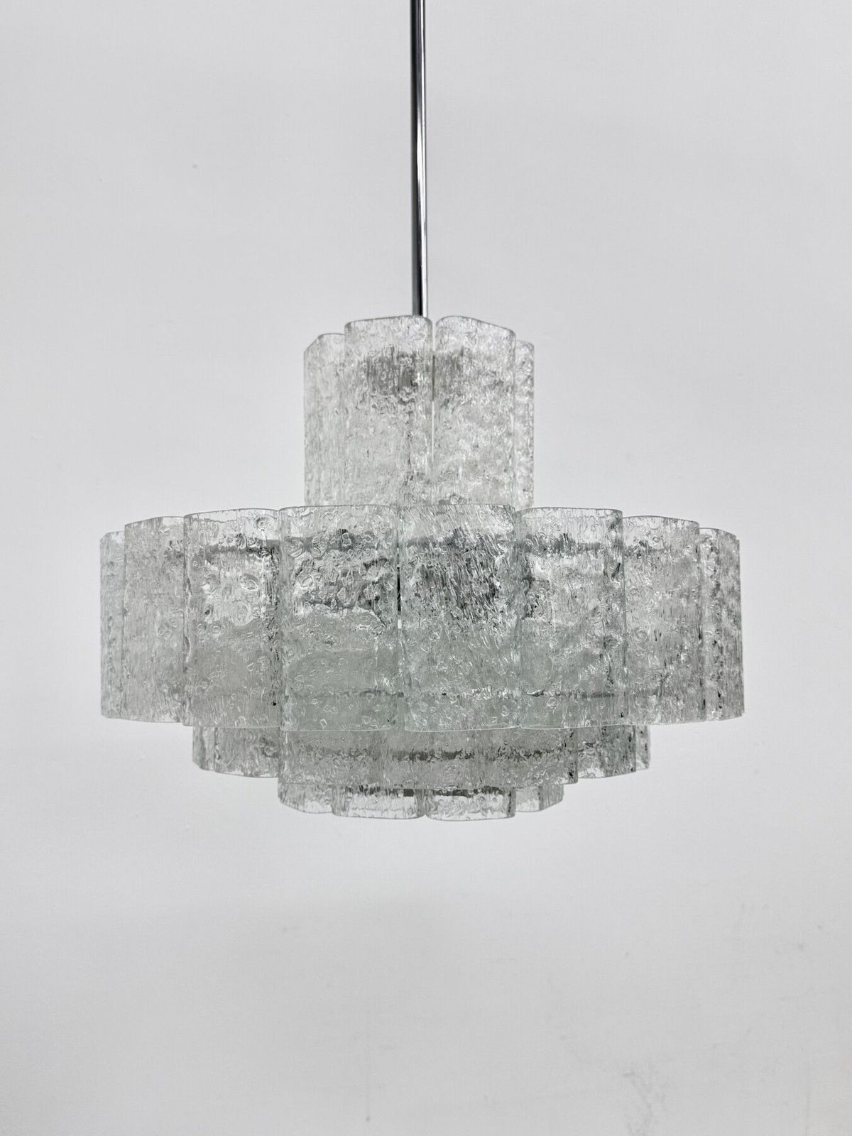 Mid Century Design Doria Leuchten Glass Chandelier , 1970’s photo Lighting
