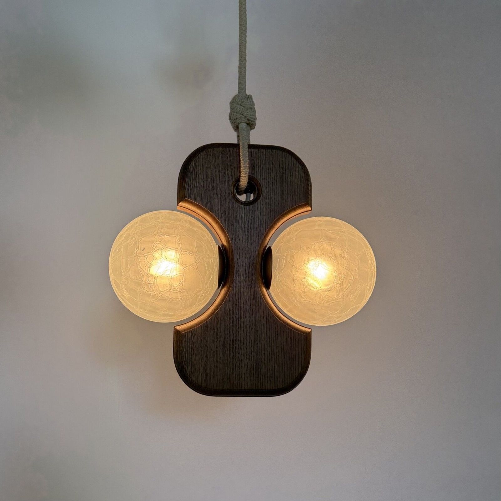 Mid Century Wooden Temde Leuchten Hanging Lamp With Glass Globes , 1970’s photo vinterior