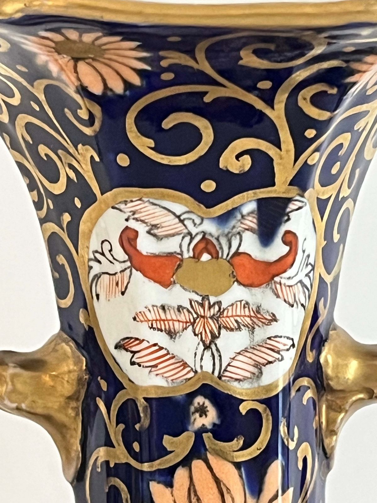 Mason's Ironstone Tall Vase In Blue Hawthorne Pattern Rare Shape, Circa 1830 photo vintage
