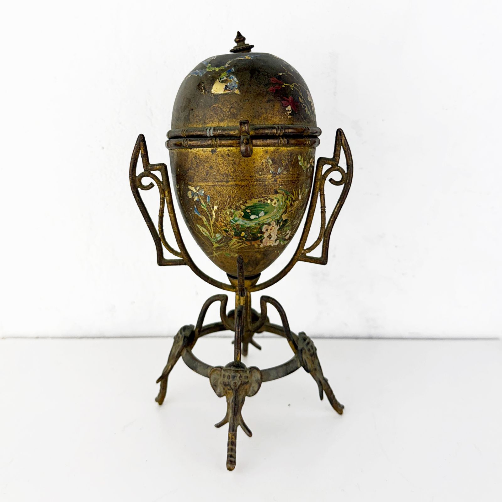 Rare Art Nouveau Egg Perfume Holder, Egg Shaped Box, Egg Casket