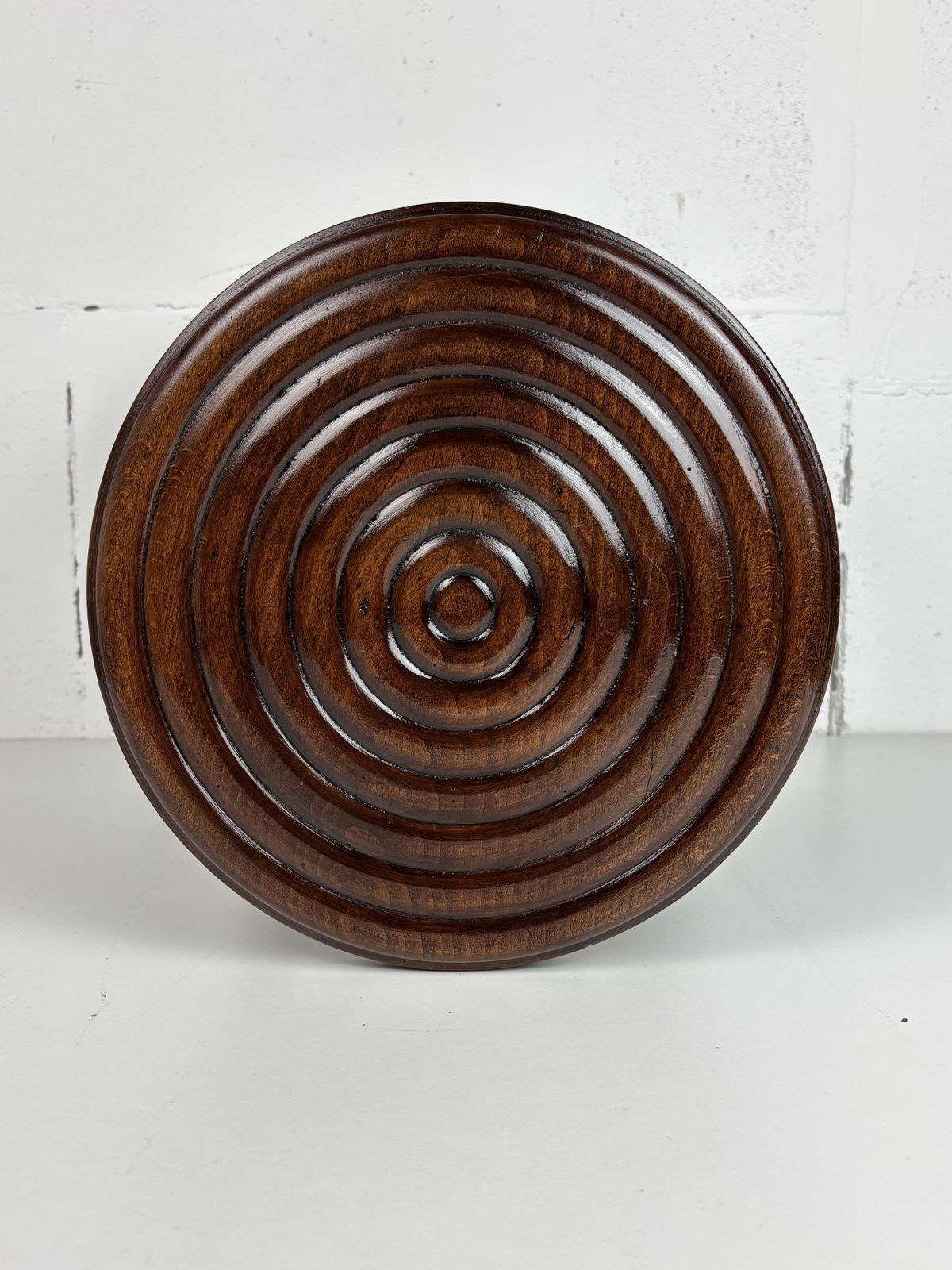 photo furniture Tabouret mid-century en bois à pieds tournés, dans le style de Charles Dudouyt, France, années 1950