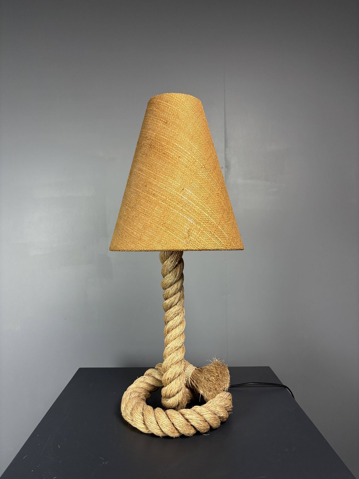 photo furniture Mid Century Brutalist Rope Table Lamp In The Style Of Audoux & Minet