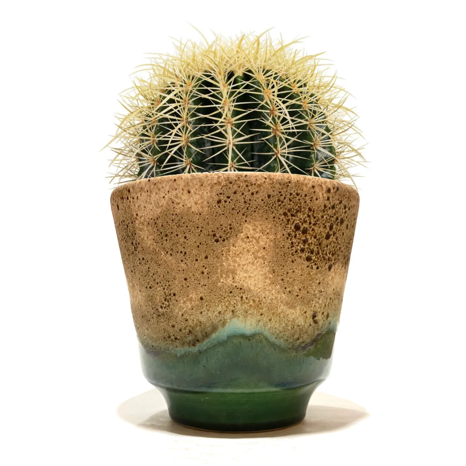 West German Pottery Planter In Green Fat Lava Glaze  Vintage 1970s Ceramic Plant Pot