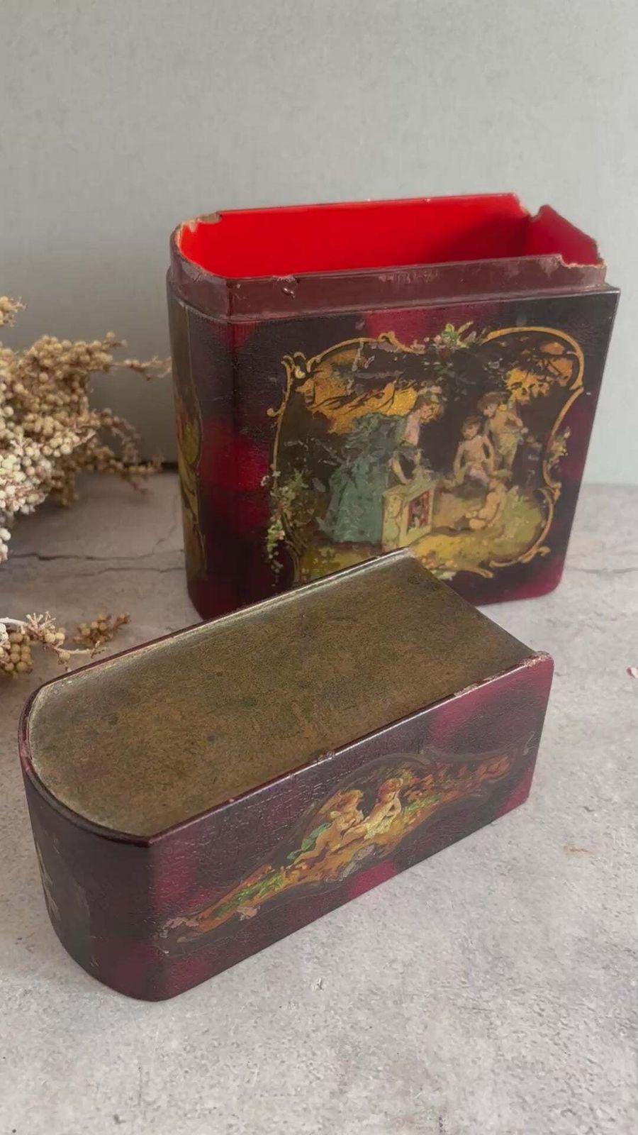 Antique Paper Mache Box In A Shape Of A Novel photo for sale