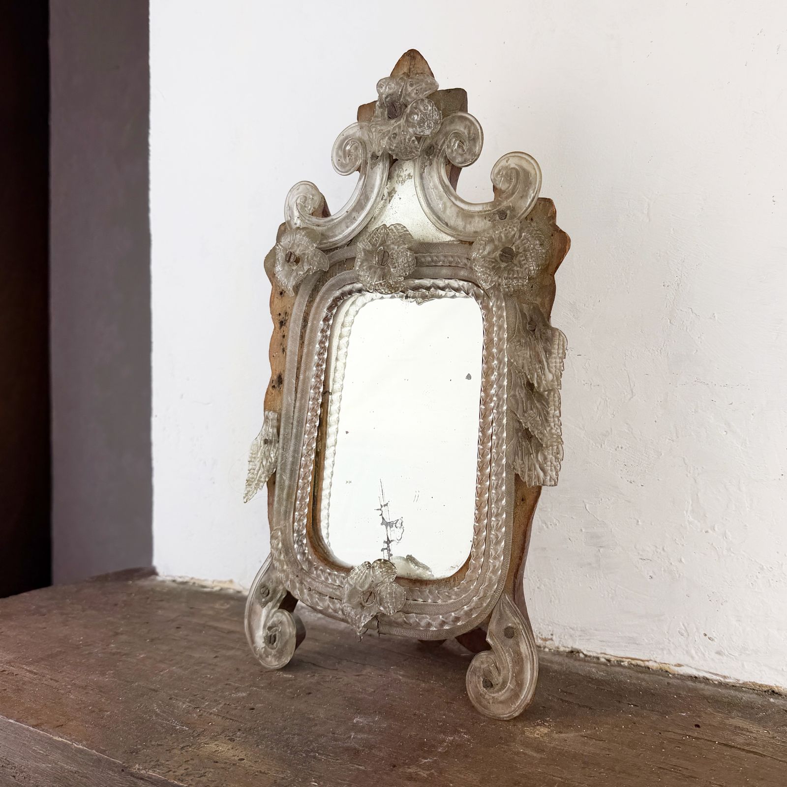 Antique Salvaged Venetian Murano Glass Mirror photo for sale