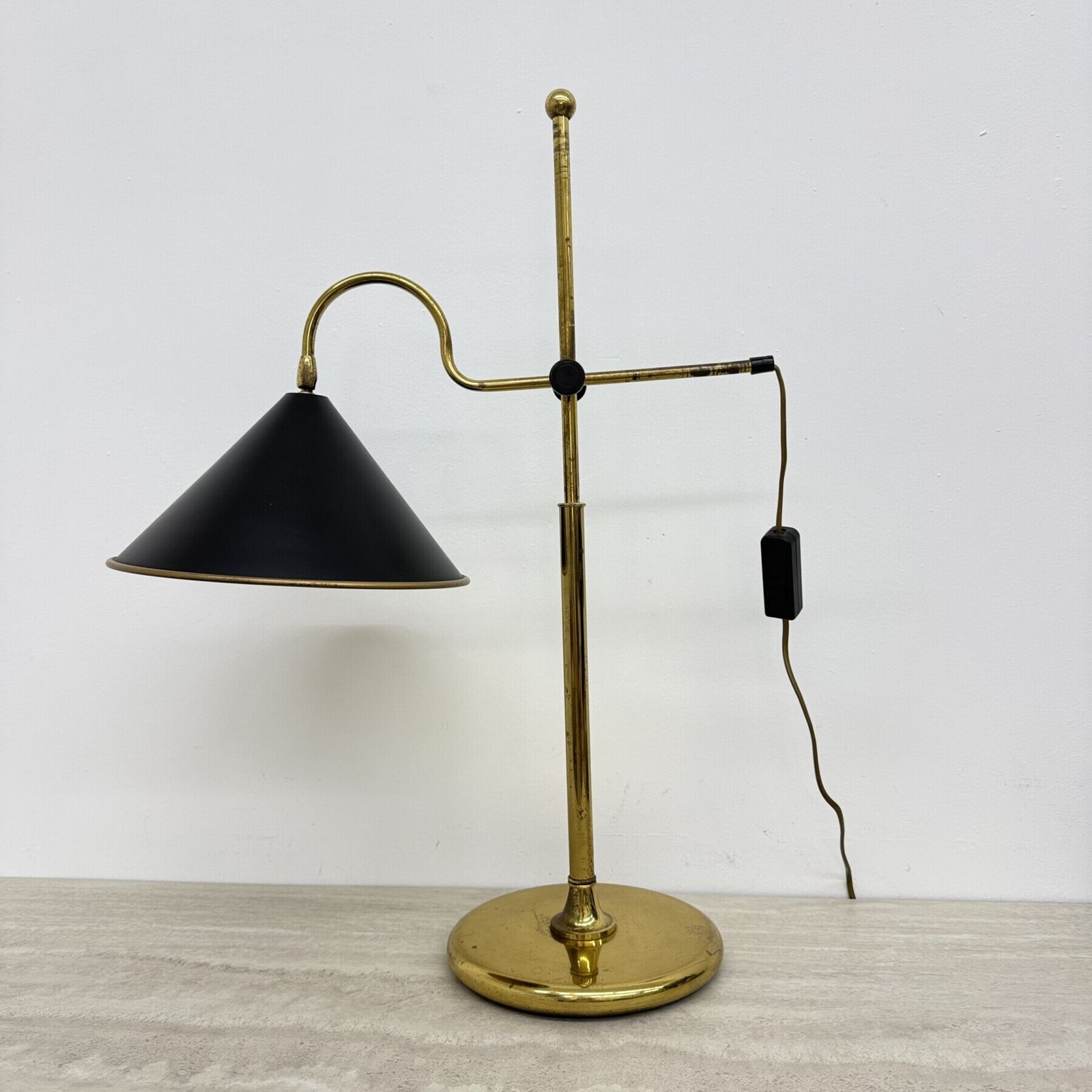 Mid-Century verstelbare messing bureaulamp, jaren 1970 photo 240.0