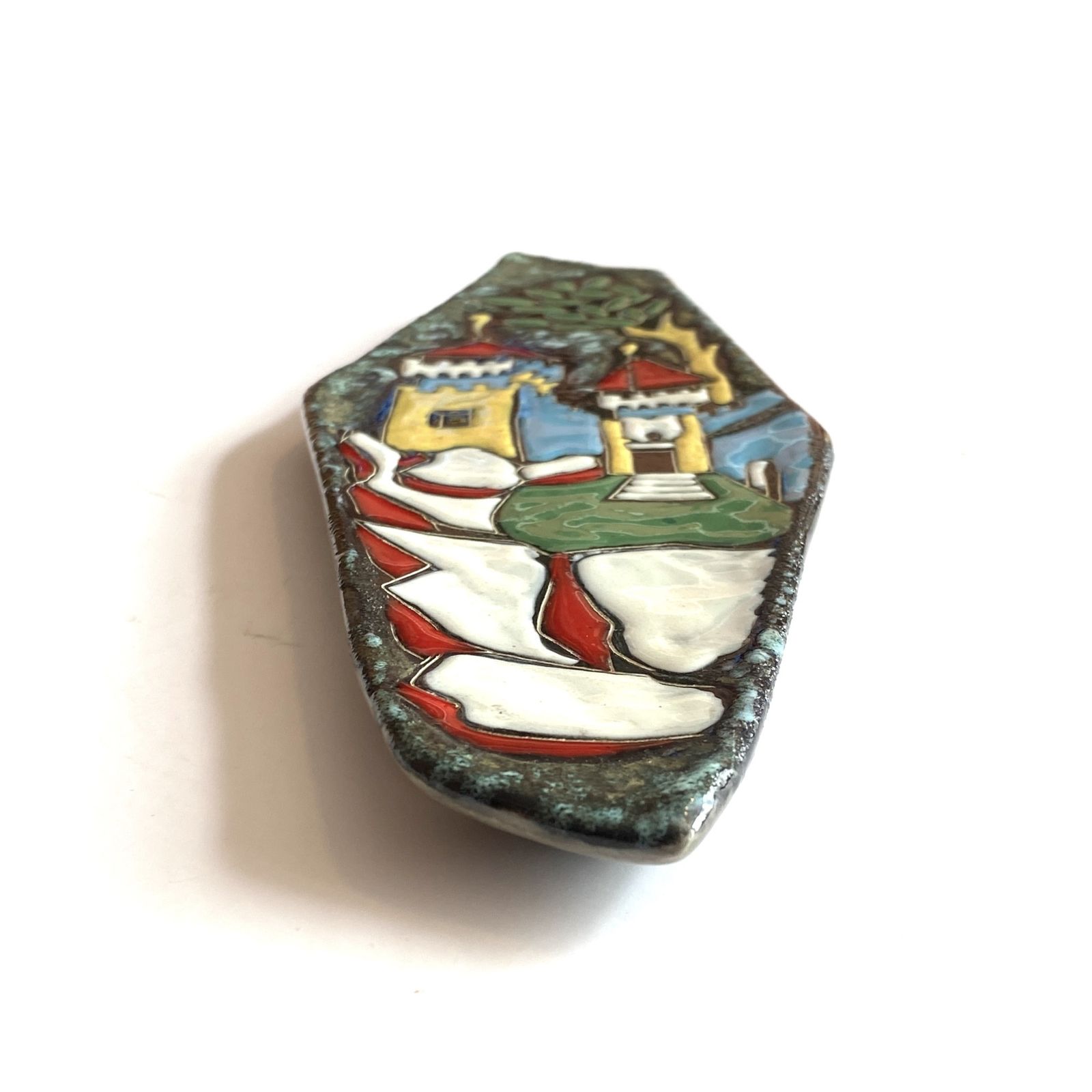 San Marino Pottery Free Form Wall Plaque In Vibrant Multicoloured Glaze, 1960s Italian Decor photo furniture