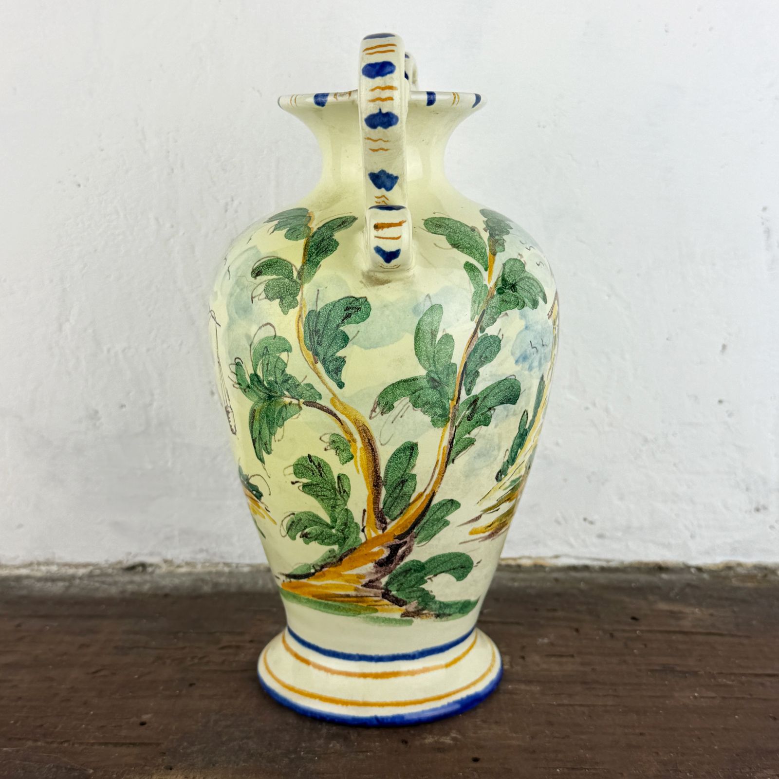 Antique 1920s Albisola Fenice Majolica Vase, Italian Hand Painted Ceramic Amphora photo vinterior