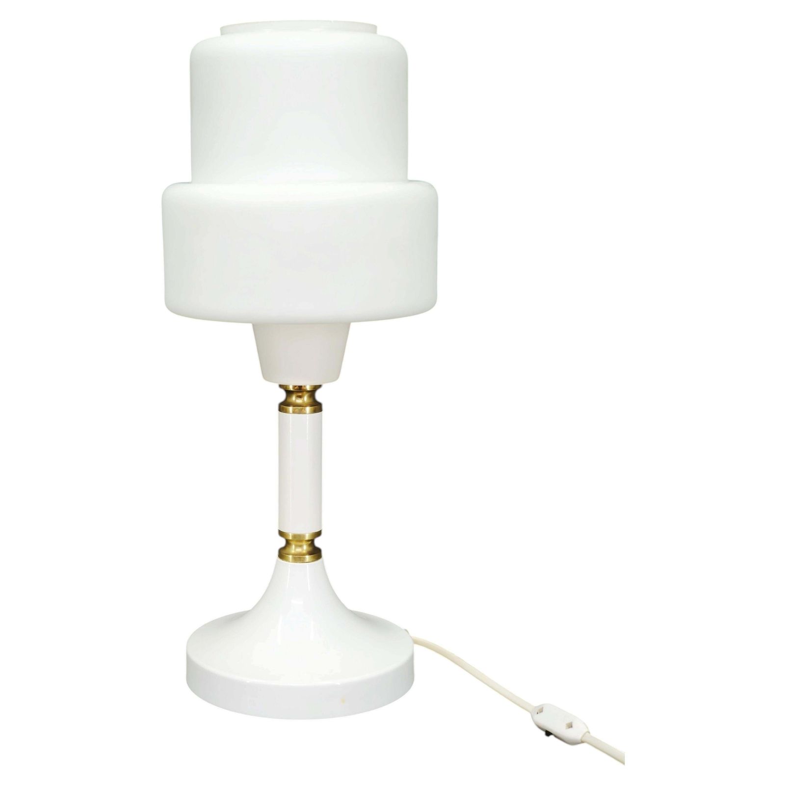 Drukov Opaline Glass And Brass Table Lamp, Czechoslovakia, 1970s