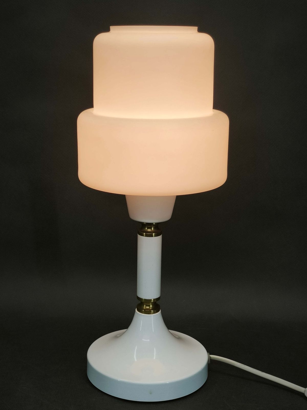 photo furniture Drukov Opaline Glass And Brass Table Lamp, Czechoslovakia, 1970s