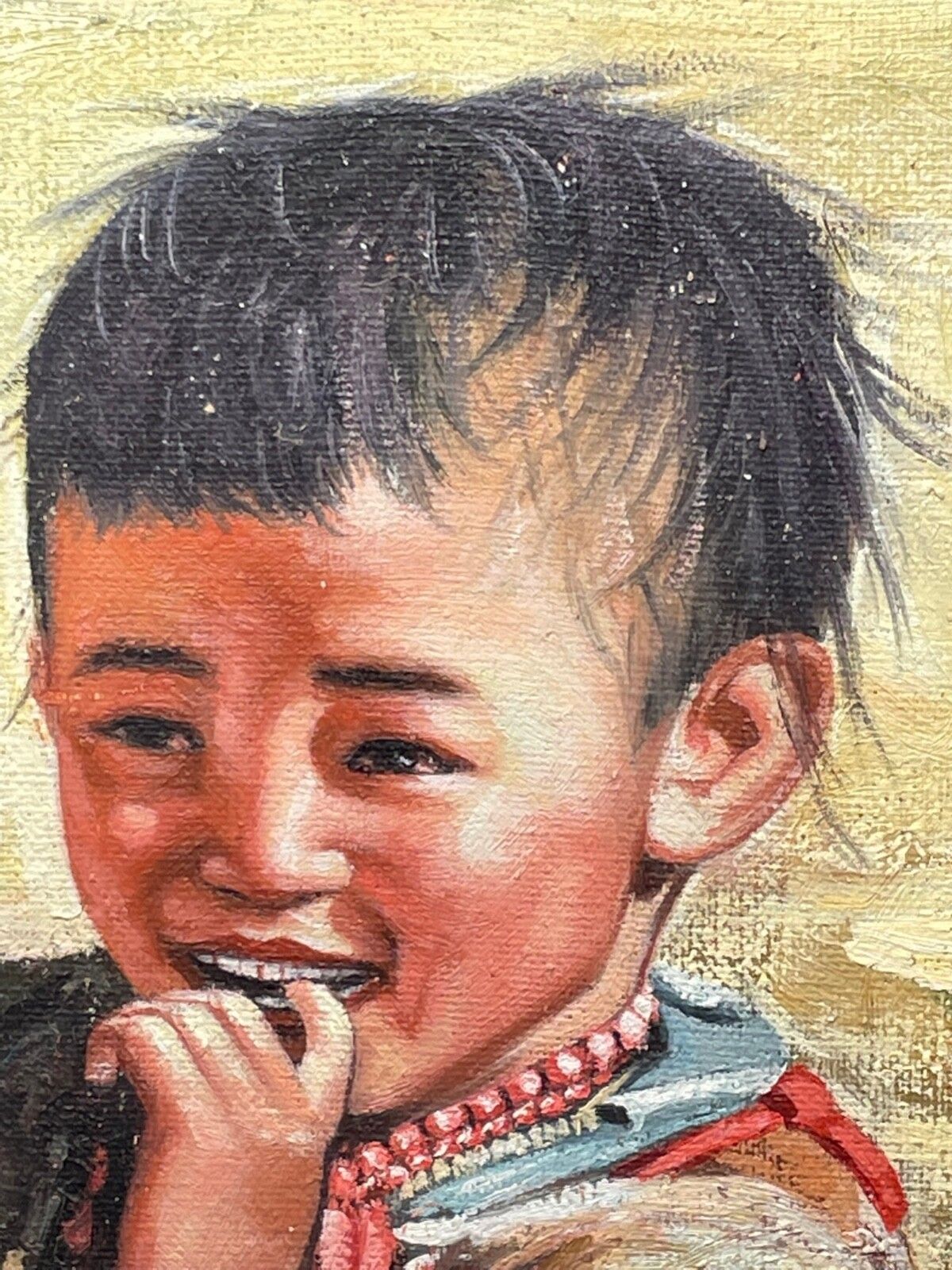Chinees hooglandportret van een kind, olieverf, gesigneerd "Shusen", mogelijk Lin Shusen, Shanghai photo vinterior
