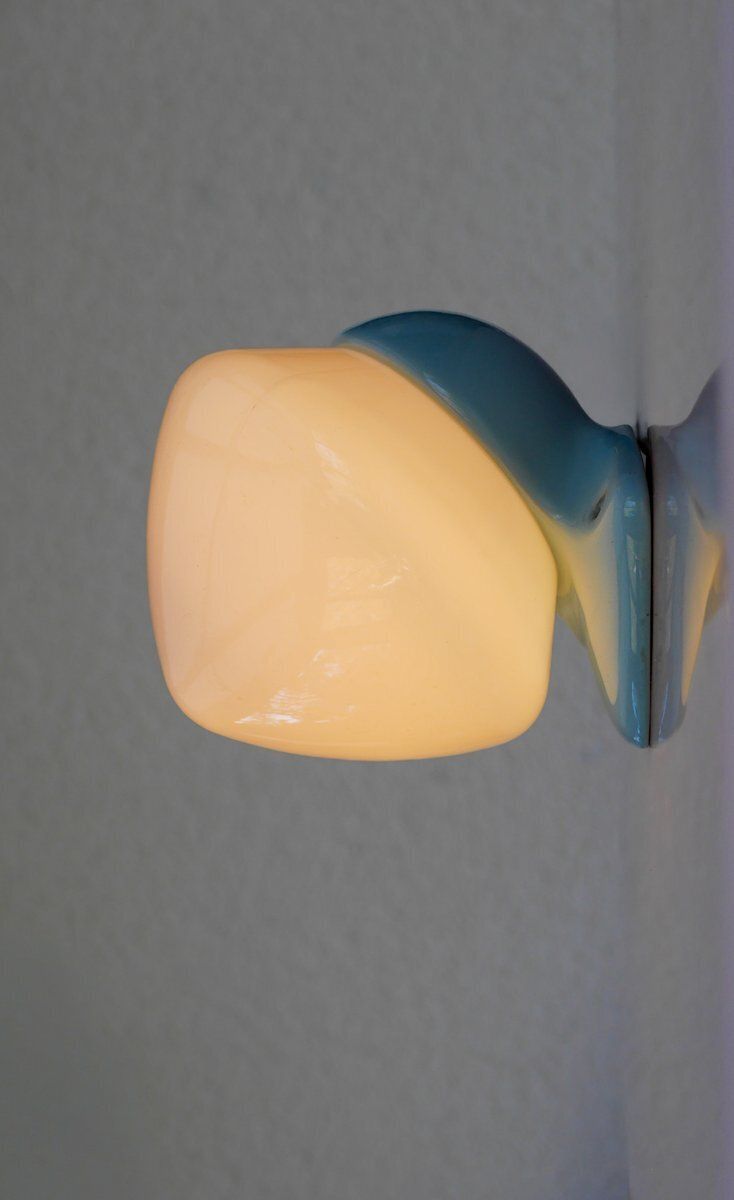 Grote mid-century modern lichtblauwe badkamerlamp van Ifö. photo 520.0