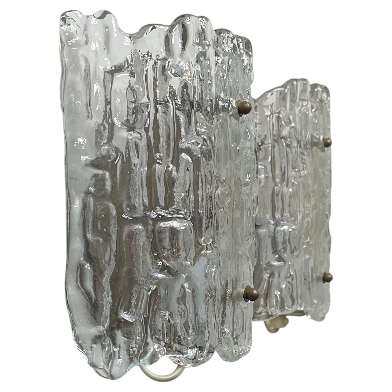Appliques murales en verre cristal glacé, par Carl Fagerlund pour Orrefors, Suède, années 1960