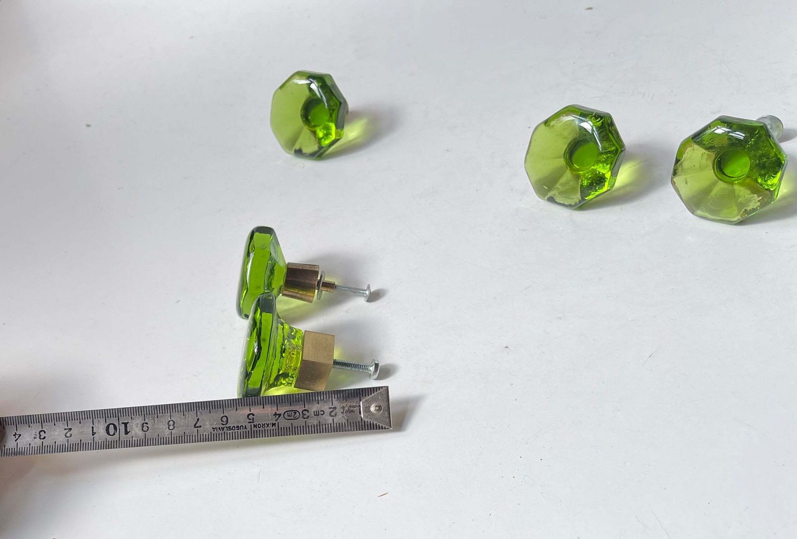 Vintage Swedish Lime Green Glass Furniture Or Door Knobs, 1960s, Set Of 6 photo buy