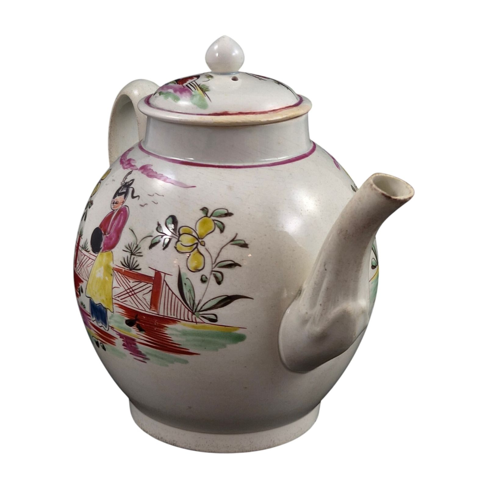 Zeldzame 18e-eeuwse chinoiserie creamware theepot, waarschijnlijk Engels photo 650.0