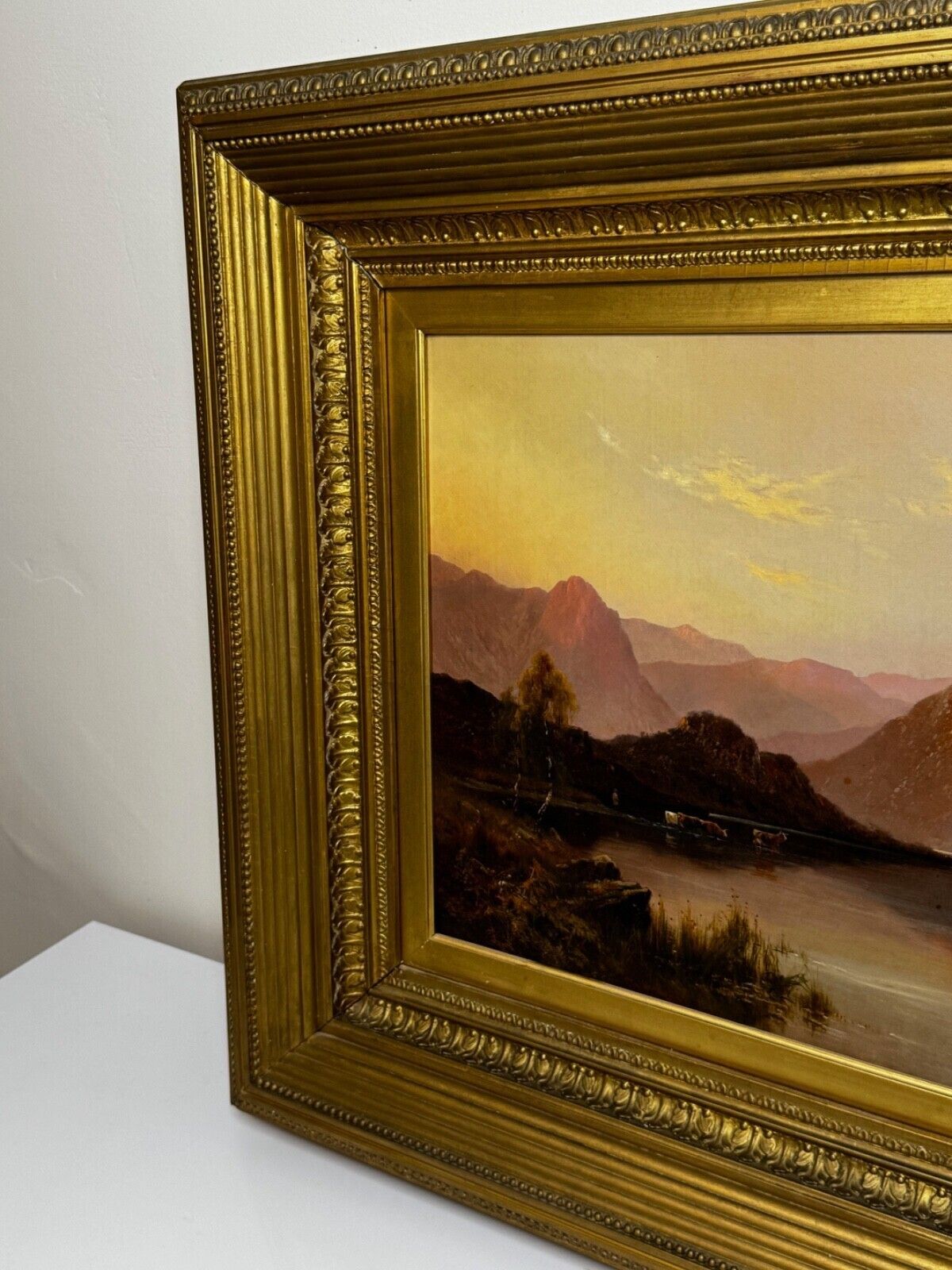 Alfred De Breanski Jr Signed Lake Windermere Cattle Landscape Oil Painting photo Art