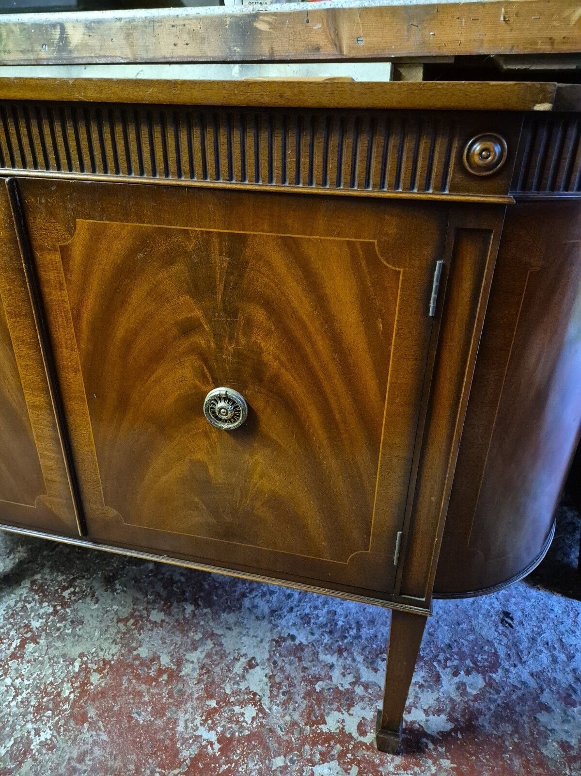 Vintage Art Deco Style Flame Mahogany Double Door Sideboard photo vinterior