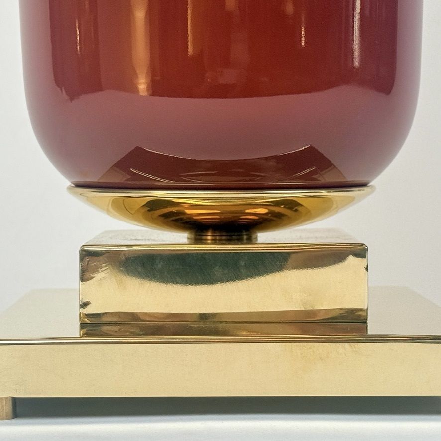 Late 20th Century Pair Of Brass And Murano Glass Tall Table Lamps photo 5000.0