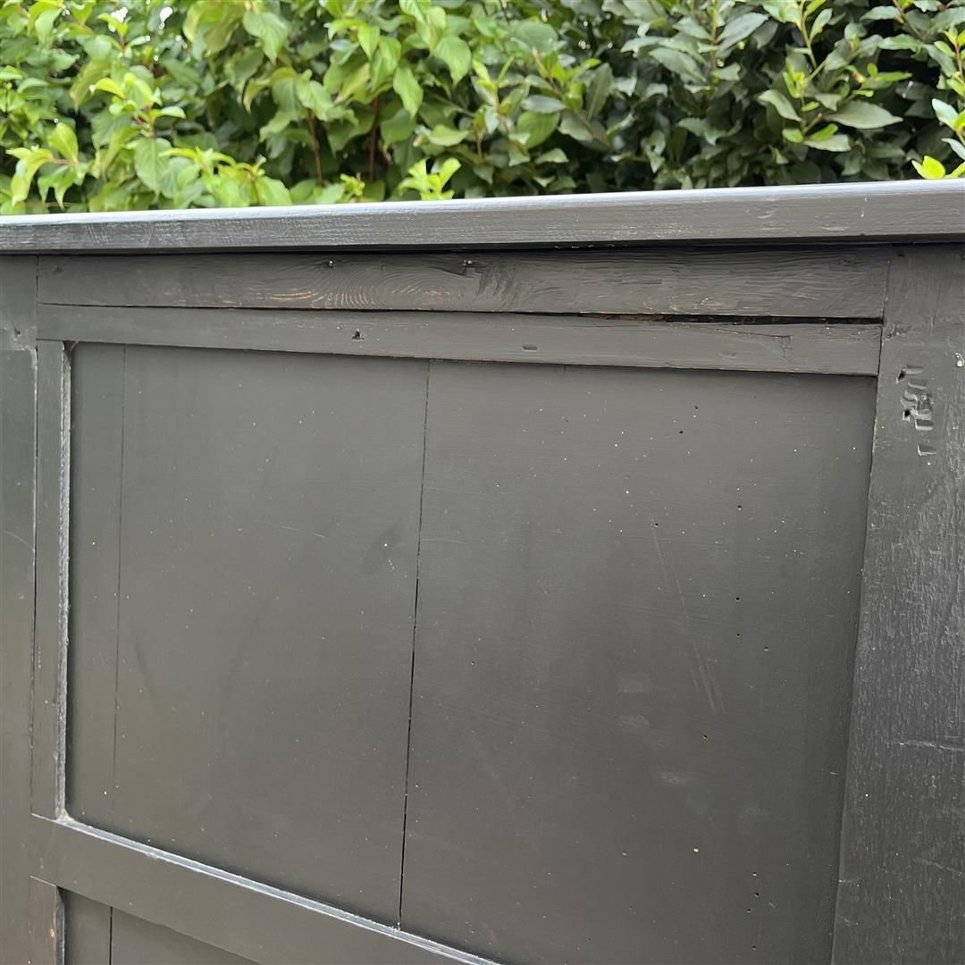 photo for sale Antique Wooden Tall Narrow Chest Of Drawers In Black Paint