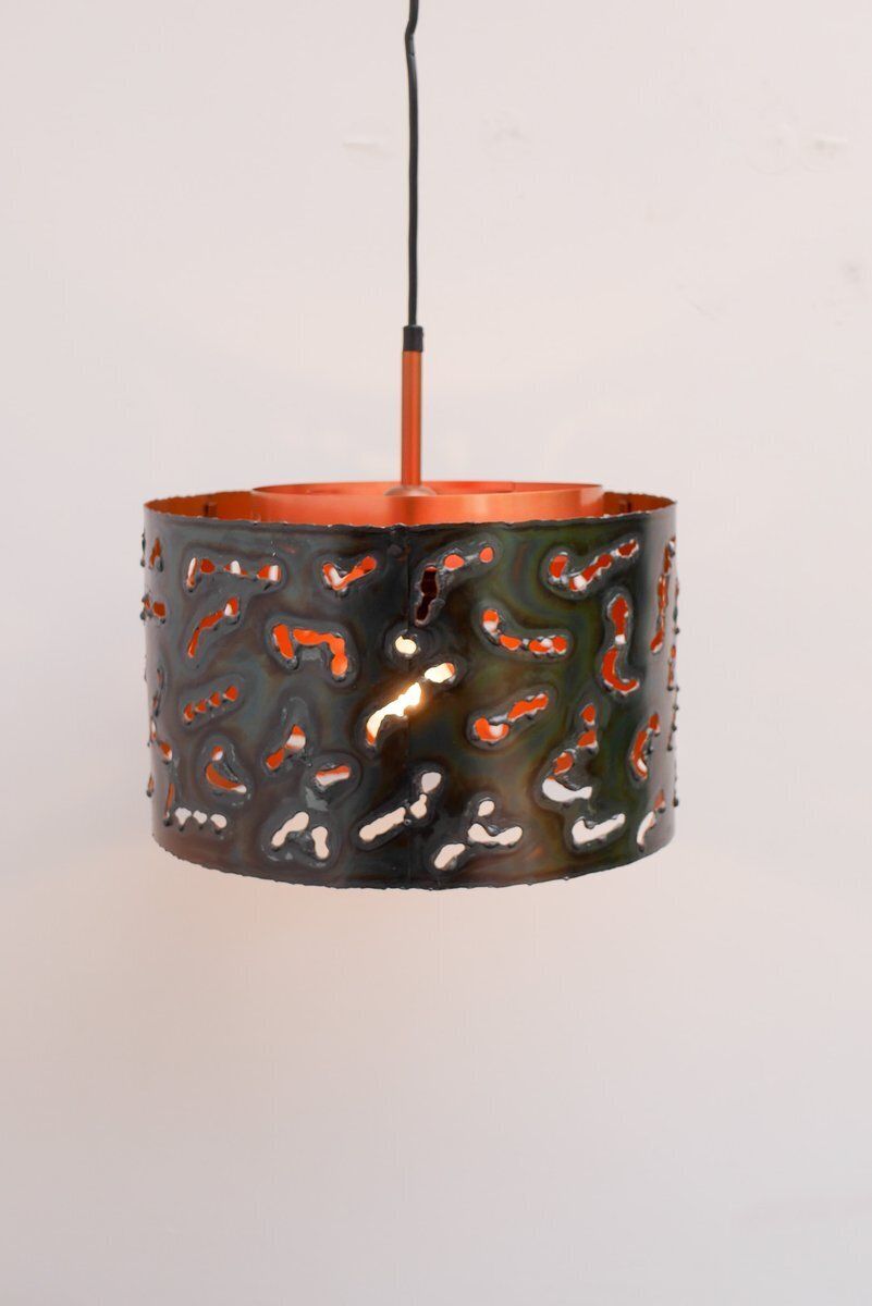 Brutalistische koperen hanglamp van Boréns, jaren 1970 photo 650.0