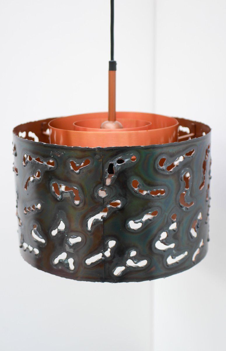 Brutalistische koperen hanglamp van Boréns, jaren 1970 photo buy