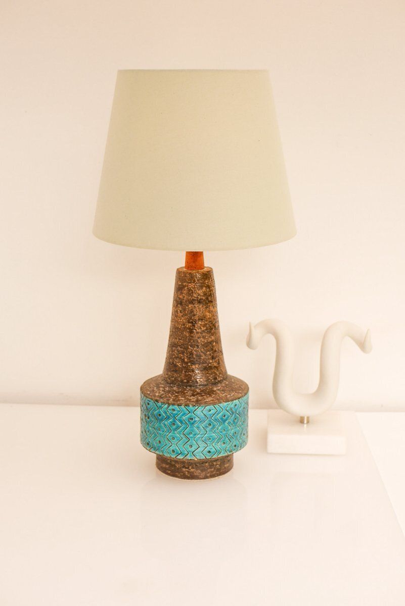 photo buy Bitossi Pottery Lamp In Rimini Blue Ceramic By Aldo Londi, Italy, 1970