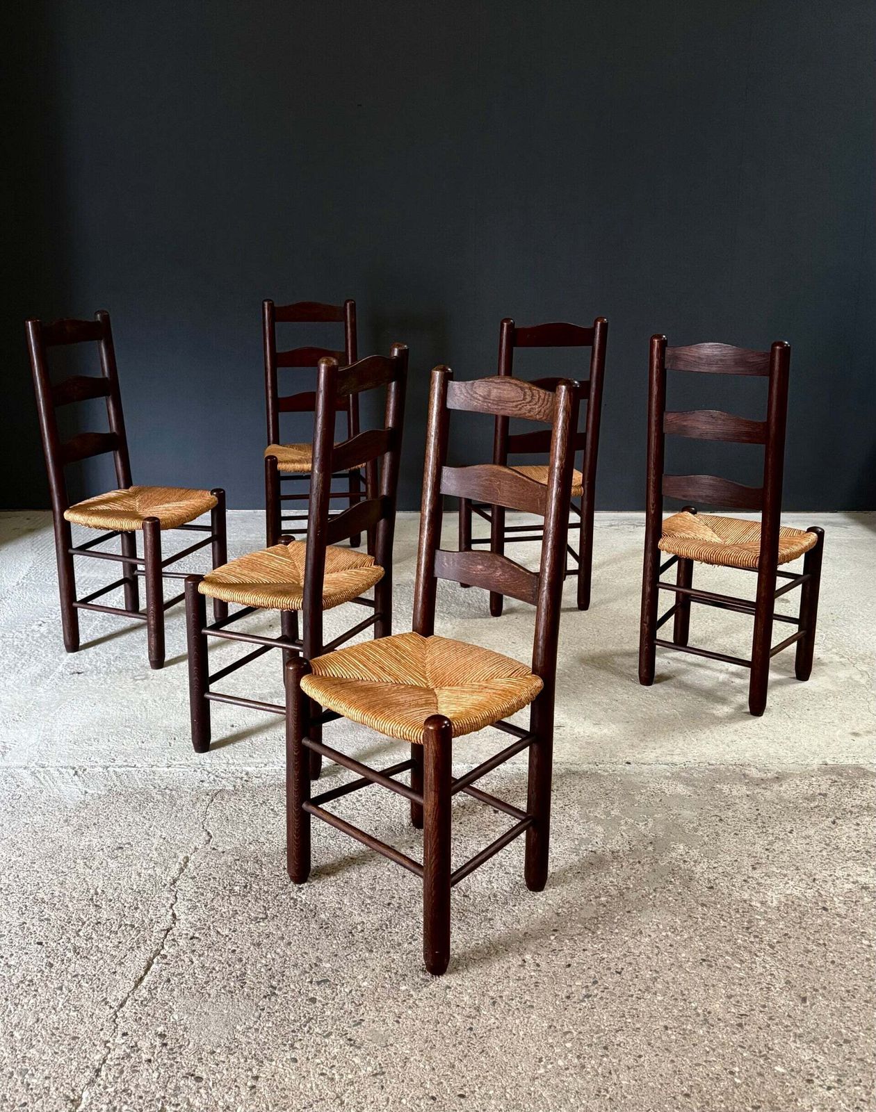 French Provincial Design High Back Dining Chairs By Georges Robert, France 1940's photo vinterior