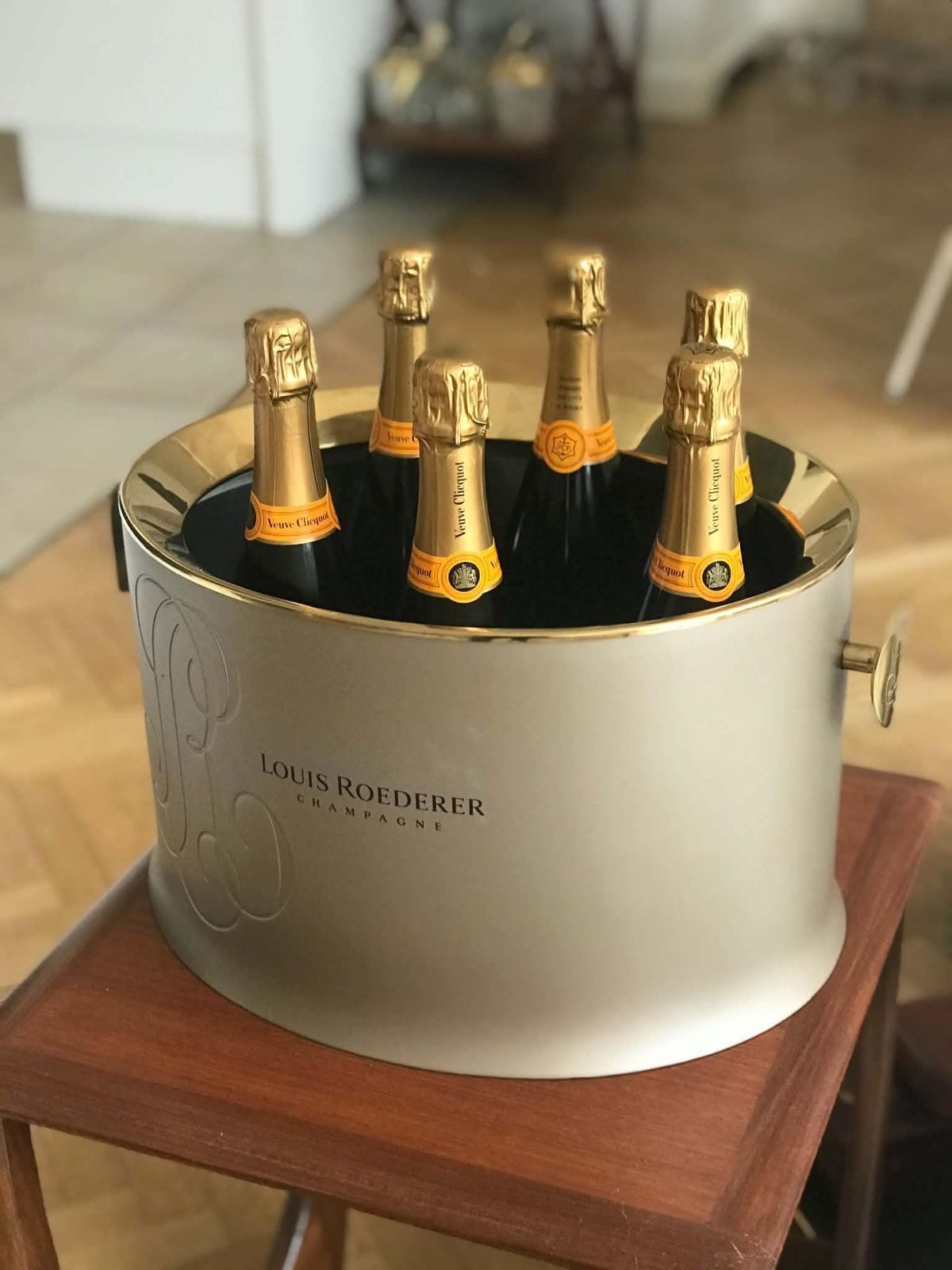 Louis Roederer Champagne Cooler Xxl Oval Gold Multi Bottle Ice Bath French Luxury Barware Vintage Party Chiller photo 722.0