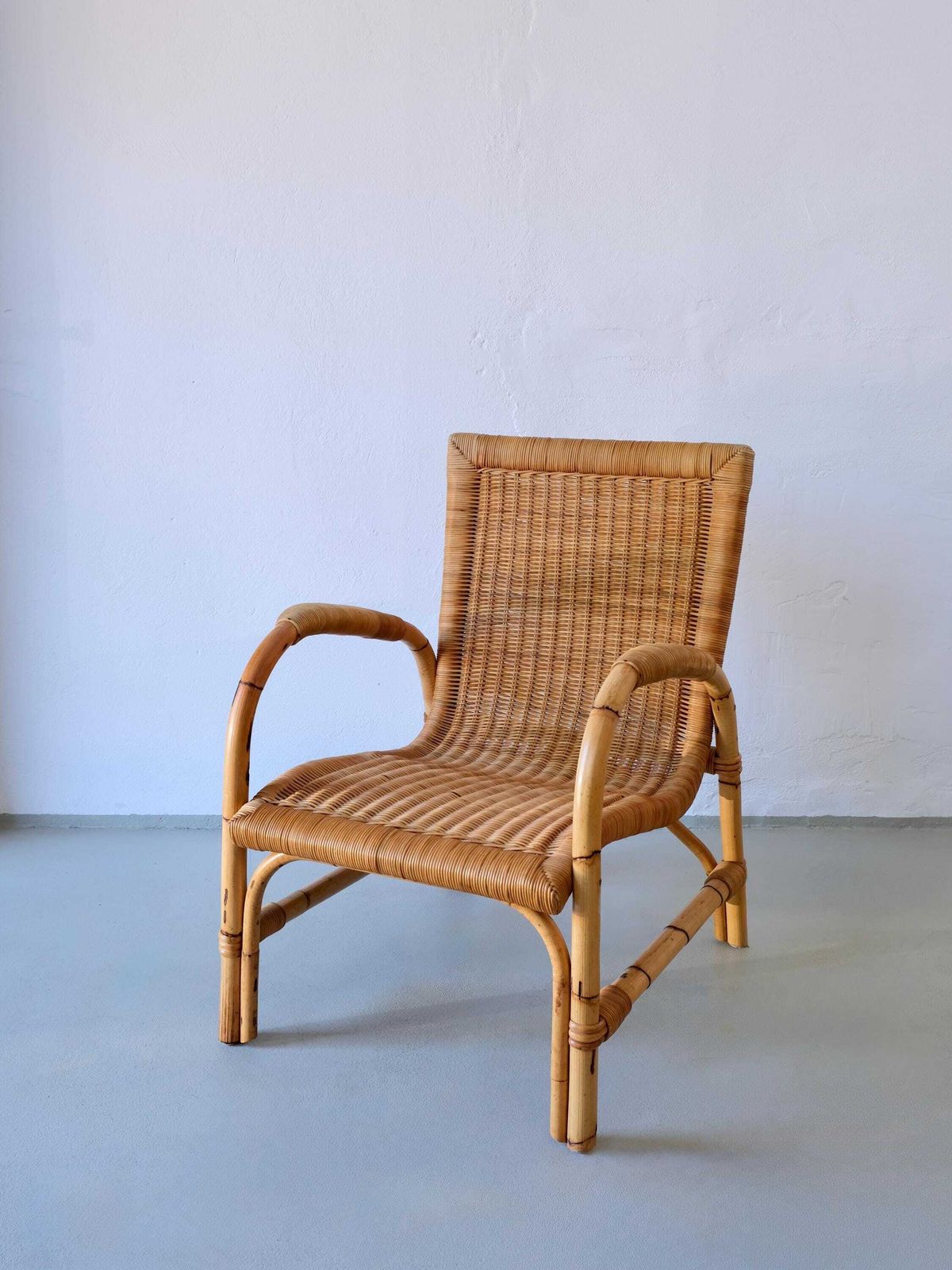 Arco Bamboo en Rattan Lounge Chair | Duitsland | jaren 1960 photo furniture