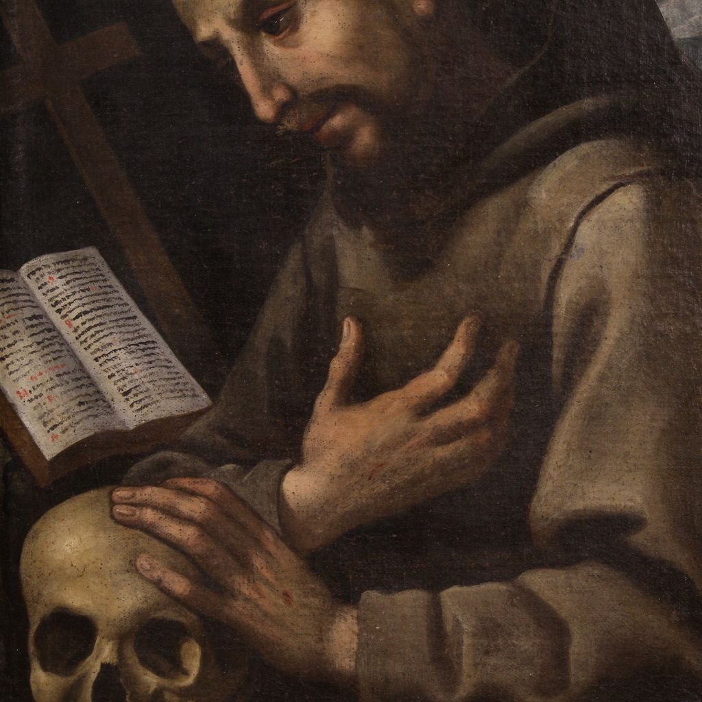 Peinture italienne du XVIIe siècle, saint François d'Assise photo 2900.0