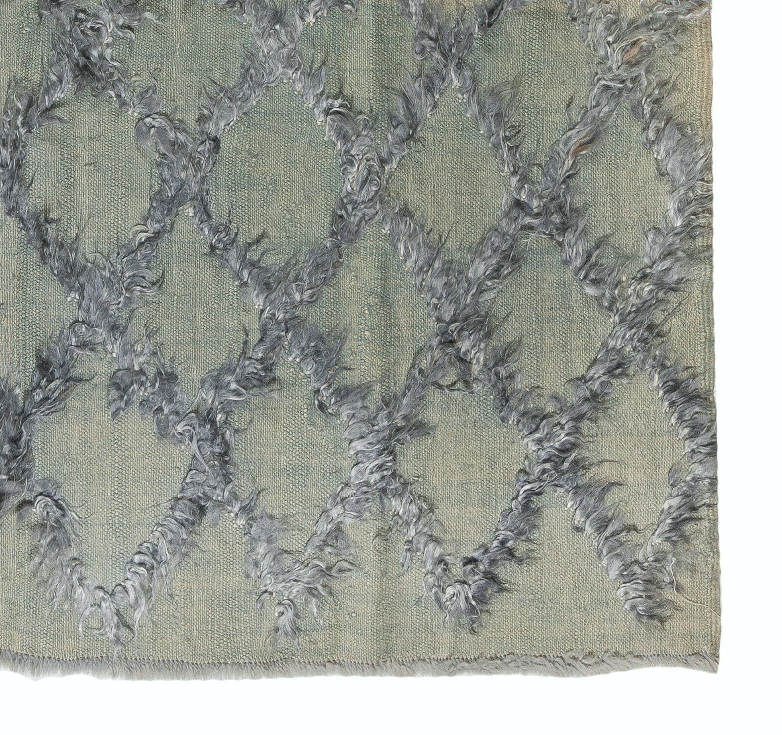 237x305 cm grijs diamantpatroon mohair Tulu kilim vloerkleed, hennep vloerbedekking photo 999.0