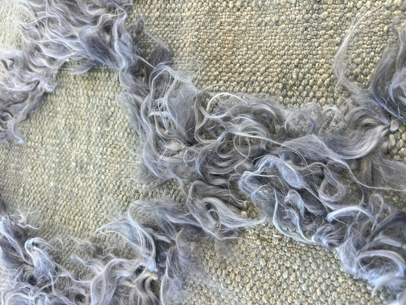 999.0 237x305 Cm Gray Color Diamond Pattern Mohair Tulu Kilim Rug, Hemp Floor Covering photo