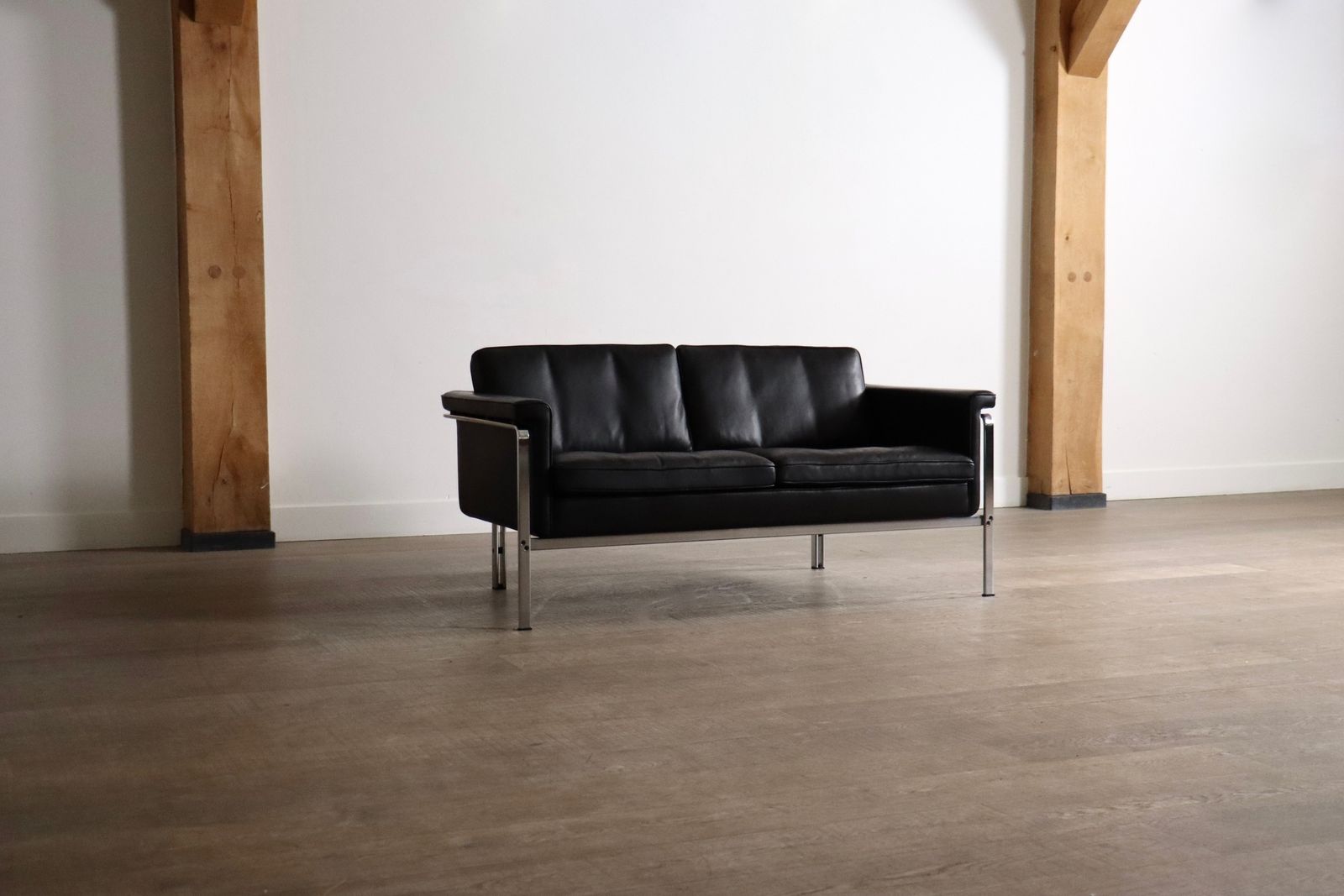 Horst Brüning Model 6912 Two Seater Sofa In Black Leather For Kill International, Germany 1967 photo 3200.0