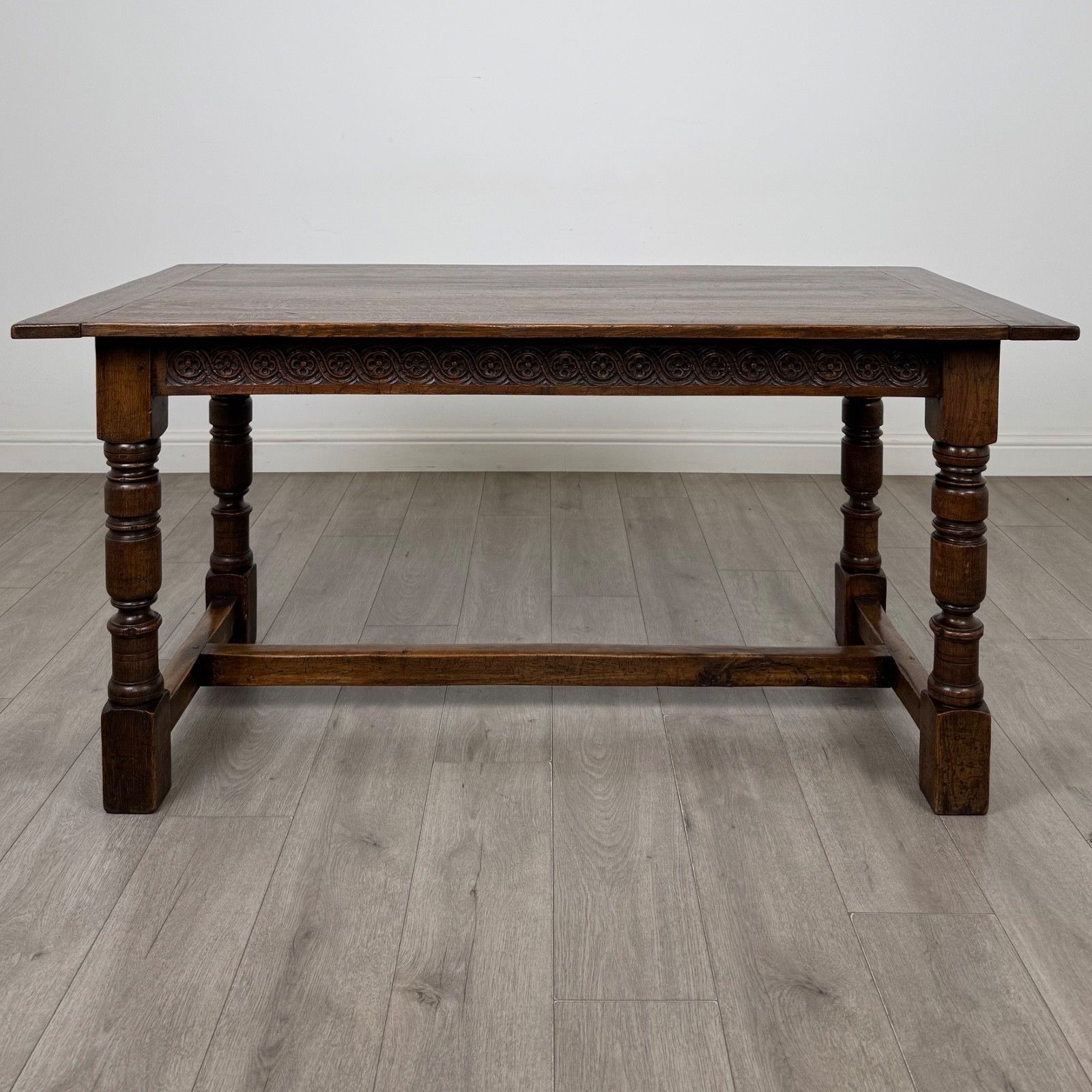 Antique Carved Oak Dining Table | Turned Legs | Af 6395 photo furniture