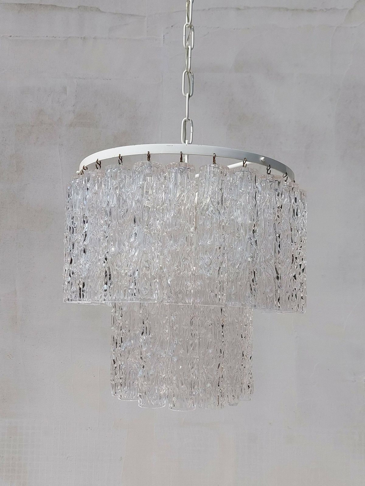 Mid Century Murano Glass Chandelier Tronchi By Toni Zuccheri For Venini / Xl Murano Chandelier / 37 Glass Elements / Italy / 1960's