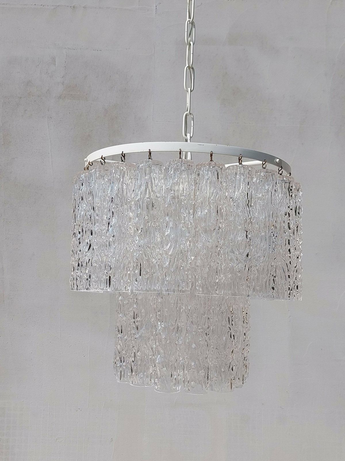 Mid Century Murano Glass Chandelier Tronchi By Toni Zuccheri For Venini / Xl Murano Chandelier / 37 Glass Elements / Italy / 1960's photo Verlichting