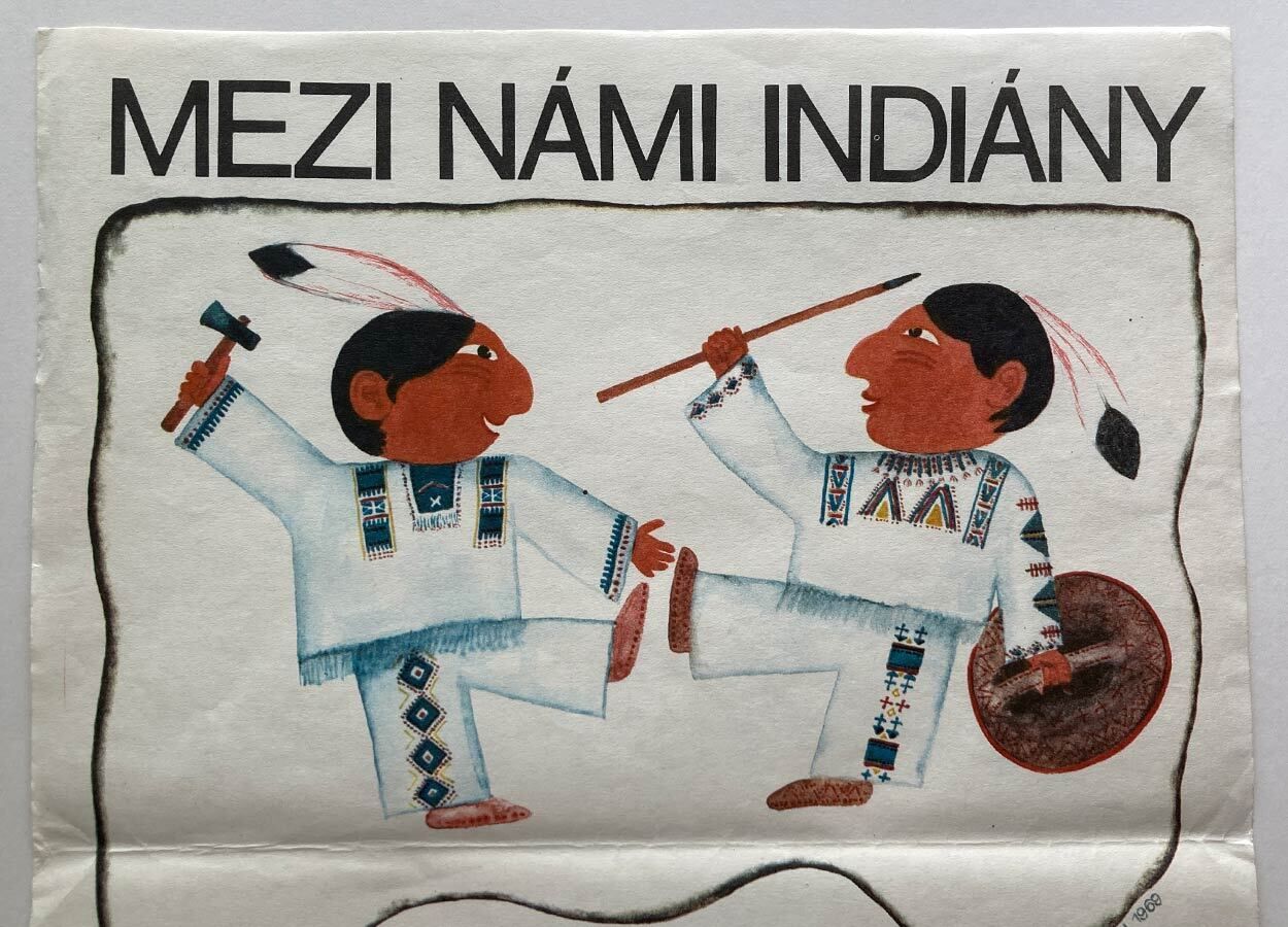 Filmaffiche, Between Us Indians, Jindřich Čech, 1969, Vintage Tsjechisch ontwerp photo furniture