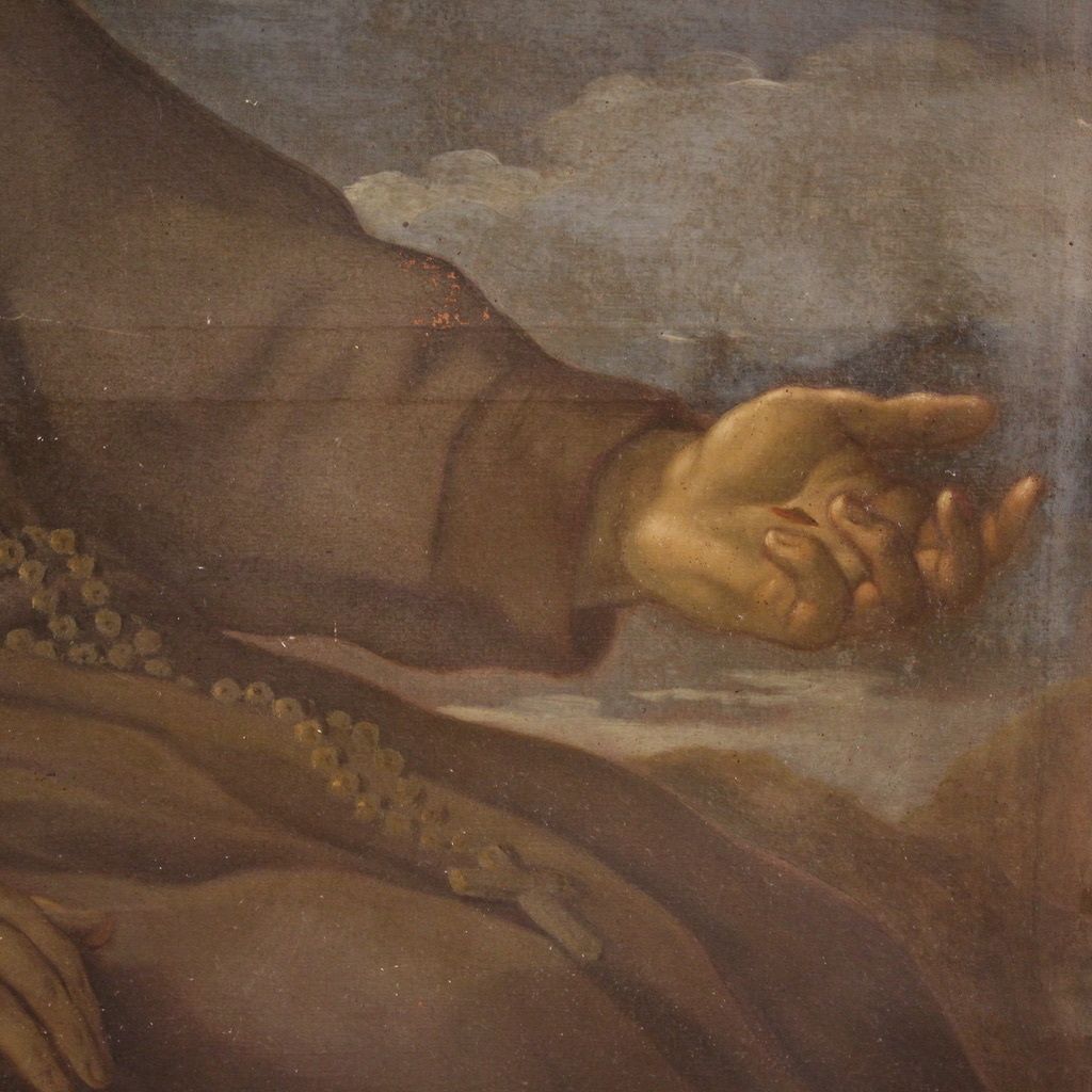 photo vintage Tableau religieux du XVIIIe siècle, saint François d'Assise