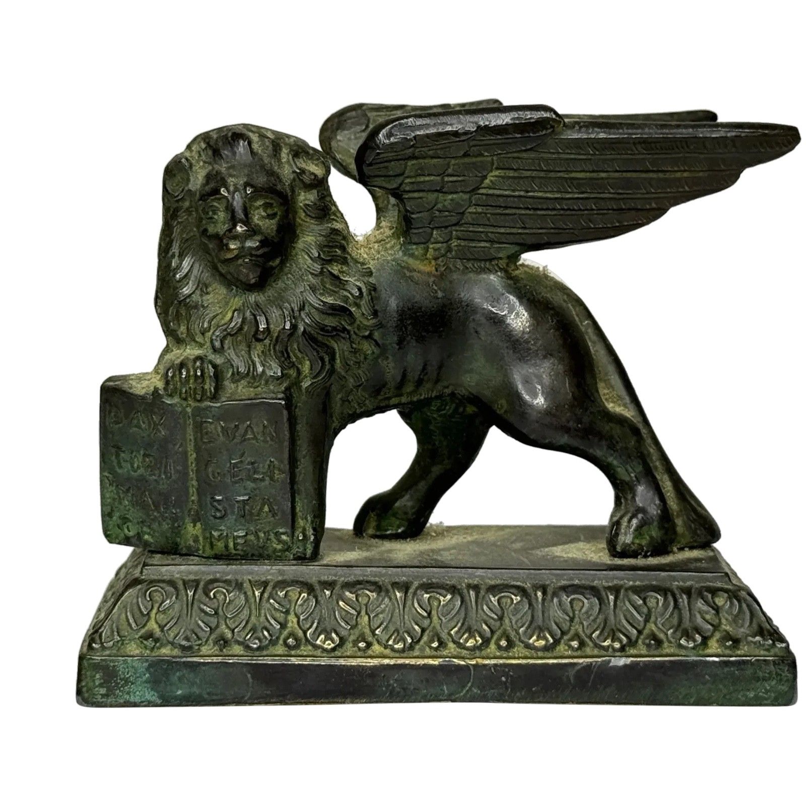 Antiek Neoklassiek Bronzen Gevleugelde Leeuw van Sint Marcus, Venetiaans Grand Tour, ca. 1820